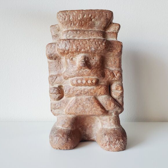 Vintage Terracotta Statue Aztec Rain God Tlaloc  Made in Mexico - Picture 1 of 13